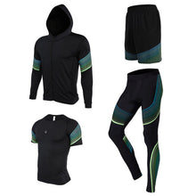 Men's Compression Running Suits Sports Set Four Equipments Shirt Jackets Shorts and Leggings for Joggers Gym Fitness Tights Sets