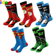Men Women Cotton Cartoon Jacquard Colorful Dress Socks Male Embroider Anime Hero Skateboard Socks Big Size meias masculinas