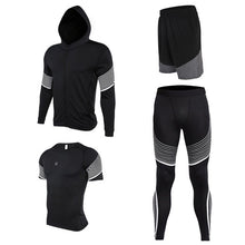 Men's Compression Running Suits Sports Set Four Equipments Shirt Jackets Shorts and Leggings for Joggers Gym Fitness Tights Sets