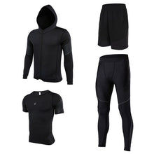 Men's Compression Running Suits Sports Set Four Equipments Shirt Jackets Shorts and Leggings for Joggers Gym Fitness Tights Sets