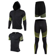 Men's Compression Running Suits Sports Set Four Equipments Shirt Jackets Shorts and Leggings for Joggers Gym Fitness Tights Sets