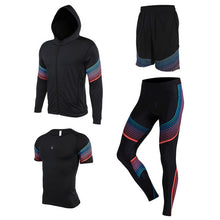 Men's Compression Running Suits Sports Set Four Equipments Shirt Jackets Shorts and Leggings for Joggers Gym Fitness Tights Sets