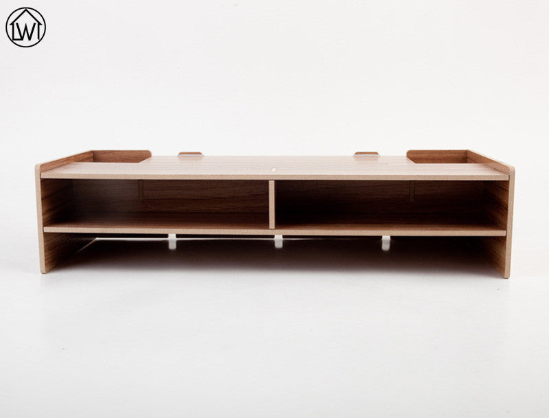 LW Wood Desktop Storage Rack Debris Storage Box Display Keyboard Rack Shelf DVD Placement Desk Organizer Computer TV Rack