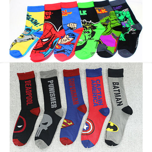 Film Oil Painting Art Socks Men Mid-calf Cotton Iron Man Super Man Batman Man Sock Hero Socks Length Creative Harry Potter