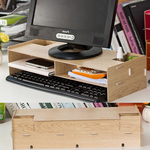 New Desk Storage Wood DIY  Increase Computer Display Keyboard  Placement Desk Organizer Prevention Of Cervical Spondylosis